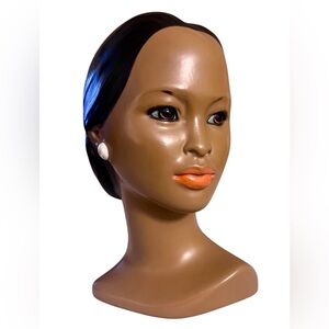 Elegant Antique Hawaiian Hola Girl Head Bust Brown Ceramic with Black Accents